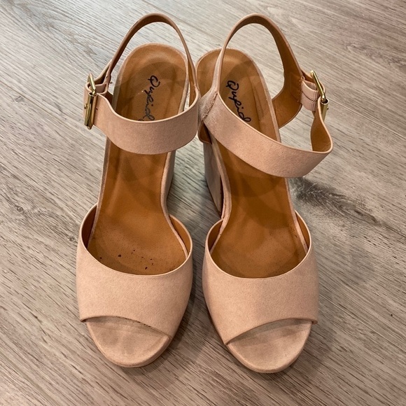 Qupid Pink Suede Heel Sandals - Picture 2 of 8